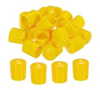 sourcing map 30pcs 22mm Rubber End Caps Cover PVC Vinyl Screw Thread Protector Round Wire Shelf Caps for Screw Bolt Pipe Fence Post, Yellow