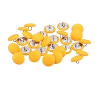 sourcing map 30pcs 24L Fabric Cloth Covered Button 15mm 5/8" Round Metal Shank Satin Sewing DIY Craft Buttons for Bridal Wedding Suits Dress Blouses Sweaters, Yellow