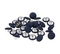 sourcing map 30pcs 24L Fabric Cloth Covered Button 15mm 5/8" Round Metal Shank Satin Sewing DIY Craft Buttons for Bridal Wedding Suits Dress Blouses Sweaters, Navy Blue