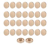 sourcing map 30pcs 24L Metal Round Flat Sewing Buttons 15mm Alloy Shank Craft Replacement Button for Men Women Suit Woolen Coat Shirt Trousers Sewing Crafts, Matt Gold
