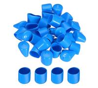 sourcing map 30pcs 25mm(1") Rubber End Caps Cover PVC Vinyl Screw Thread Protector Round Wire Shelf Caps for Screw Bolt Pipe Fence Post, Light Blue