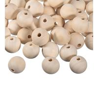 sourcing map 30Pcs 25mm Natural Wood Spacer Beads, 5mm Large Hole Unfinished Round Wooden Beads for DIY Crafting, Jewelry Making Bracelets