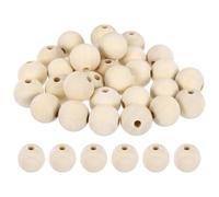 sourcing map 30Pcs 25mm Wood Beads, Unfinished Wooden Natural Beads Round Wood Spacer Beads for Bracelets Hair Jewelry Making DIY Crafts Garland Macrame Home Decor