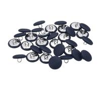 sourcing map 30pcs 28L Fabric Cloth Covered Button 18mm 11/16" Round Metal Shank Satin Sewing DIY Craft Buttons for Bridal Wedding Suits Dress Blouses Sweaters, Navy Blue
