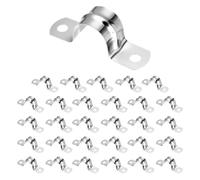 sourcing map 30pcs 3/4-Inch 20mm Conduit Clamps, M20 U Tube Pipe Clamp, Stainless Steel Rigid Pipe Strap, U Shaped Bracket with Two Hole for Pipe Tube Hose Wire Cord Fixing