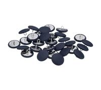 sourcing map 30pcs 36L Fabric Cloth Covered Button 23mm 7/8" Round Metal Shank Satin Sewing DIY Craft Buttons for Bridal Wedding Suits Dress Blouses Sweaters, Navy Blue