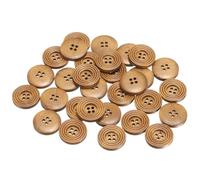 sourcing map 30pcs 4 Holes Craft Sewing Button 20mm Handmade Wood Replacement Round Buttons for Clothing Decoration DIY Accessories, Khaki