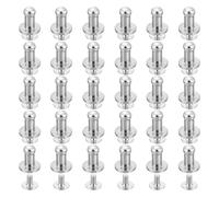 sourcing map 30Pcs 4mm Chicago Screws Round Head Button Leathercraft Rivets for DIY Leather Crafting Decoration Handbag Shoes Belt Repair, Silver