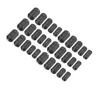 sourcing map 30Pcs 5 Sizes Clip-on Ferrite Ring Core, Ferrite Beads EMI RFI Noise Cable Clip for 3.5mm/5mm/7mm/9mm/13mm Diameter Cable, Black
