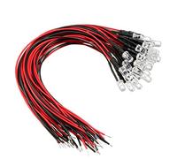 sourcing map 30Pcs 5mm Pre Wired LED, Red DC9-12V Clear Lens, Light Emitting Diodes