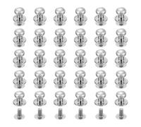 sourcing map 30Pcs 7mm Chicago Screws Round Head Button Leathercraft Rivets for DIY Leather Crafting Decoration Handbag Shoes Belt Repair, Silver