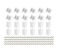 sourcing map 30Pcs 90 Degree Plastic Corner Braces, 19x32x19mm Nylon Shelf Right Angle Brackets with Screws for Cabinets, Cupboards (White)