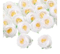 sourcing map 30pcs Artificial Camellia Flower Heads,1.2" Silk Fake Camellia Heads Mini Camellia Artificial Flowers Bulk for DIY Wedding Bouquets Centerpieces Party Home Decorations, Pure White