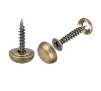 sourcing map 30Pcs Brass Decorative Screws with Caps, 15mm Mirror Screws Cover Self-Tapping Screws for Furniture Fixing, Bronze