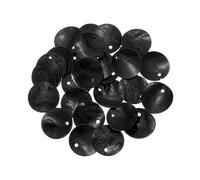 sourcing map 30Pcs Capiz Shells, 1.5cm/0.6" Round Black Shells with a Hole for Seashell Wind Chimes Curtain Shell Garland DIY Jewelry Craft Wedding Home Decoration, Black