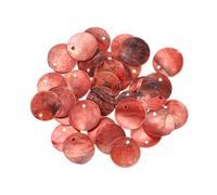 sourcing map 30Pcs Capiz Shells, 1.5cm/0.6" Round Brown Shells with a Hole for Seashell Wind Chimes Curtain Shell Garland DIY Jewelry Craft Wedding Home Decoration, Brown
