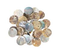 sourcing map 30Pcs Capiz Shells, 1.5cm/0.6" Round Natural Shells with a Hole for Seashell Wind Chimes Curtain Shell Garland DIY Jewelry Craft Wedding Home Decoration, Natural