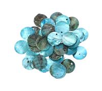 sourcing map 30Pcs Capiz Shells, 1.5cm/0.6" Round Sky Blue Shells with a Hole for Seashell Wind Chimes Curtain Shell Garland DIY Jewelry Craft Wedding Home Decoration, Sky Blue