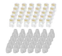 sourcing map 30pcs Cat6 RJ45 Pass Through Connectors, RJ45 Connector 8P8C Gold Plated Plugs with 30pcs Light Grey Strain Relief Boots for Solid or Stranded UTP Ethernet Cable, 1.1mm