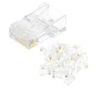 sourcing map 30pcs Cat6 RJ45 Pass Through Connectors, RJ45 Crimp Connector 8P8C Gold Plated Modular Plugs for Solid or Stranded UTP Ethernet Cable