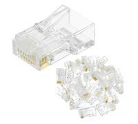 sourcing map 30pcs Cat6 RJ45 Pass Through Connectors, RJ45 Crimp Connector 8P8C Gold Plated Plugs for Solid or Stranded UTP Ethernet Cable