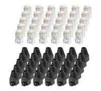 sourcing map 30pcs CAT6 RJ45 Pass Through Connectors, RJ45 STP/FTP 8P8C Gold Plated Plugs with 30pcs Black Strain Relief Boots for 24-26AWG Ethernet Cable