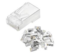 sourcing map 30pcs CAT6A RJ45 Pass Through Connectors, RJ45 STP/FTP 8P8C Gold Plated Plugs Silver for 24-26AWG Ethernet Cable