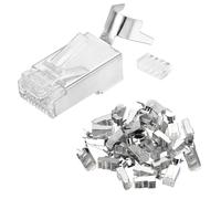sourcing map 30pcs CAT7 RJ45 Pass Through Connectors, RJ45 STP/FTP 8P8C Gold Plated Plugs Silver with Cable Traverse for 23AWG Ethernet Cable