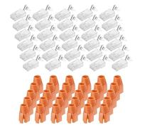 sourcing map 30pcs CAT7 RJ45 Pass Through Connectors, RJ45 STP/FTP 8P8C Gold Plated Plugs with 30pcs Orange Strain Relief Boots and Cable Traverse for 23AWG Ethernet Cable