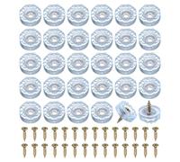 sourcing map 30Pcs Clear Cutting Board Feet, 0.28" H x 0.71" D Round Rubber Bumpers Feet Pads Non-Slip Bumpers Pads with Screws and Built in Stainless Steel Washer for Furniture