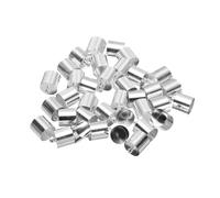 sourcing map 30Pcs Cord End Caps 15mm End Cap Barrel Beads Kumihimo 12mm Dia End Caps Brass for Leather Cord, Tassels, Jewelry Making, Silver