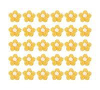 sourcing map 30Pcs Crochet Flowers Sew on Patches, 45 x 45mm Milk Cotton Handmade Floral Applique for DIY Crafts Hair Hats Clothes Decoration, Yellow&Milky