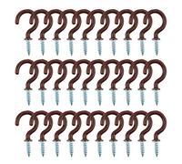 sourcing map 30pcs Cup Ceiling Hooks 1 Inch Vinyl Coated Metal Screw in Hanger Hooks for Home Office Plants Outdoor Lights Holder Brown