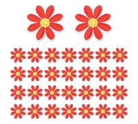 sourcing map 30Pcs Daisy Flower Iron-on Patch, 3cm Cute Sew Embroidery Applique Patches for Clothing Repair Backpack Shoes Decoration, Red
