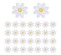sourcing map 30Pcs Daisy Flower Iron-on Patch, 4.5cm Cute Sew Embroidery Applique Patches for Clothing Repair Backpack Shoes Decoration, White