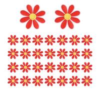 sourcing map 30Pcs Daisy Flower Iron-on Patch, 4.5cm Cute Sew Embroidery Applique Patches for Clothing Repair Backpack Shoes Decoration, Red