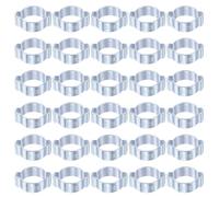 sourcing map 30pcs Double Ear Hose Clamp 13-15 mm Galvanized Steel Hose Clamp Double Ear O Clips Crimp Rings for Fuel Line Pipe Tube Fitting Connections, Silver