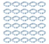 sourcing map 30pcs Double Ear Hose Clamp 23-27 mm Galvanized Steel Hose Clamp Double Ear O Clips Crimp Rings for Fuel Line Pipe Tube Fitting Connections, Silver