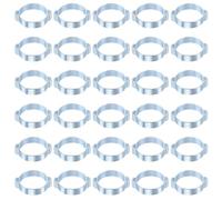 sourcing map 30pcs Double Ear Hose Clamp 31-34 mm Galvanized Steel Hose Clamp Double Ear O Clips Crimp Rings for Fuel Line Pipe Tube Fitting Connections, Silver