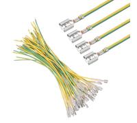 sourcing map 30Pcs Female Spade Crimp Terminal with Insulating Sleeve 6.30mm, Female Spade Quick Connector Assortment Kit with 20cm Wires, Flame Retardant Cover, Yellow/Green