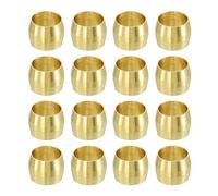 sourcing map 30Pcs Fit for 1/4" Tube OD Brass Compression Sleeve Ferrules Brass Compression Tube Fitting for Water Oil Air Pipe