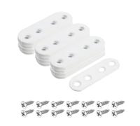 sourcing map 30Pcs Flat Straight Brackets, 55x5mm Iron Brace Plate for Wood Furniture Mending Repairing, White