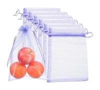 sourcing map 30Pcs Fruit Protection Bags, 11.8x7.9inch Garden Netting Cover Bag with Drawstring Bird Barrier Bags for Plant Fruit Flower Vegetable, Light Purple