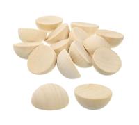 sourcing map 30Pcs Half Wood Beads, 35mm Unfinished Hemisphere Balls Round Natural Wooden Beads for DIY Crafting, Festival Ornaments