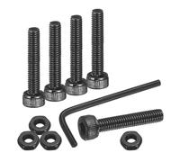 sourcing map 30Pcs Hex Socket Head Cap Screws Bolts with Nuts, M3x16mm 304 Stainless Steel Socket Drive Machine Screws Bolts with Hex Wrench, Full Threaded, Black
