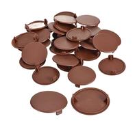 sourcing map 30Pcs Hinge Hole Covers, 40mm(1 9/16") Dia Plastic Concealed Hole Cover Round Flush Type Caps for Furniture Cabinet Cupboard, Red Brown