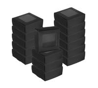 sourcing map 30Pcs Kraft Soap Boxes, 3 x 3 x 1.2Inch Mini Kraft Treat Box with Clear Window for Candy Cookie Gift Party Festival Favor Treats Packaging (Black)