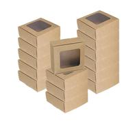 sourcing map 30Pcs Kraft Soap Boxes, 3 x 3 x 1.2Inch Mini Kraft Treat Box with Clear Window for Candy Cookie Gift Party Festival Favor Treats Packaging (Brown)