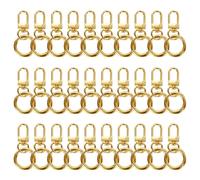 sourcing map 30pcs Lobster Claw Clasp Keychains Swivel Trigger Clips Zinc Alloys Colorful Keychain Clip Snap Hook Jump Flat Split Rings for DIY Craft Jewelry Making Car Keys, Gold Tone