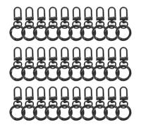 sourcing map 30pcs Lobster Claw Clasp Keychains Swivel Trigger Clips Zinc Alloys Colorful Keychain Clip Snap Hook Jump Flat Split Rings for DIY Craft Jewelry Making Car Keys, Black